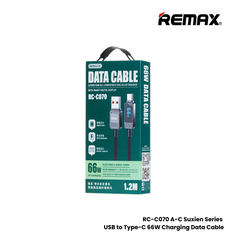 66W ( Type-C )-REMAX RC-C070 Suxien Series 66W USB to Type-C  Fast Charging Data Cable - Black