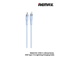 30W ( C to Lightning )-REMAX RC-C150 C-L Bintrai Series 30W Type-C to Lightning Fast Charging Data Cable - Blue