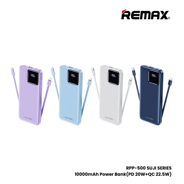 REMAX RPP-500 Suji Series 10000mAh PD+QC Fast Charging Power Bank(PD 20W+QC 22.5W) - Blue