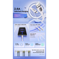 2.4A ( Type-C )-REMAX RC-C113A Ruinay Series 2.4A USB to Type-C Fast Charging Data Cable - White