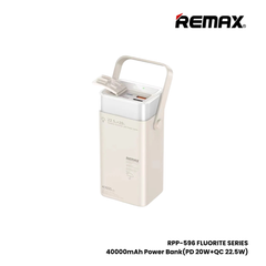 REMAX RPP-596 Fluorite Series 40000mAh PD+QC Fast Charging Power Bank(PD 20W+QC 22.5W) - White