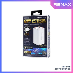 REMAX - RP-U39 Wayu Series PD+QC Foldable GAN Charger ( 65W ) - White