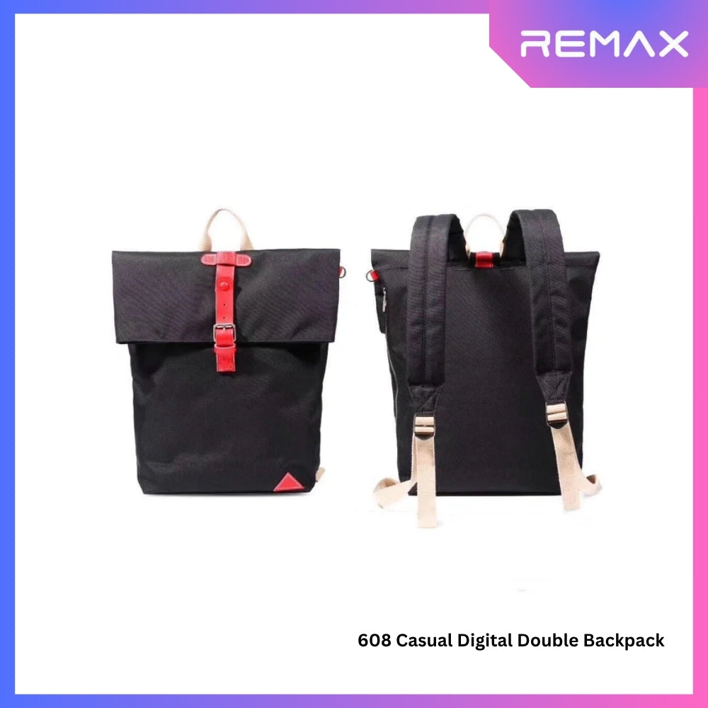 REMAX - 608 Casual Digital Double Backpack - Black