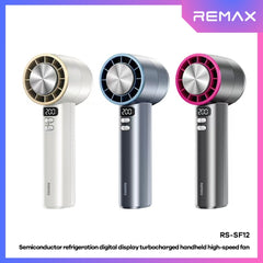 REMAX - RS-SF12 Semiconductor Digital Display Turbocharged Portable Handheld High-Speed Fan - White