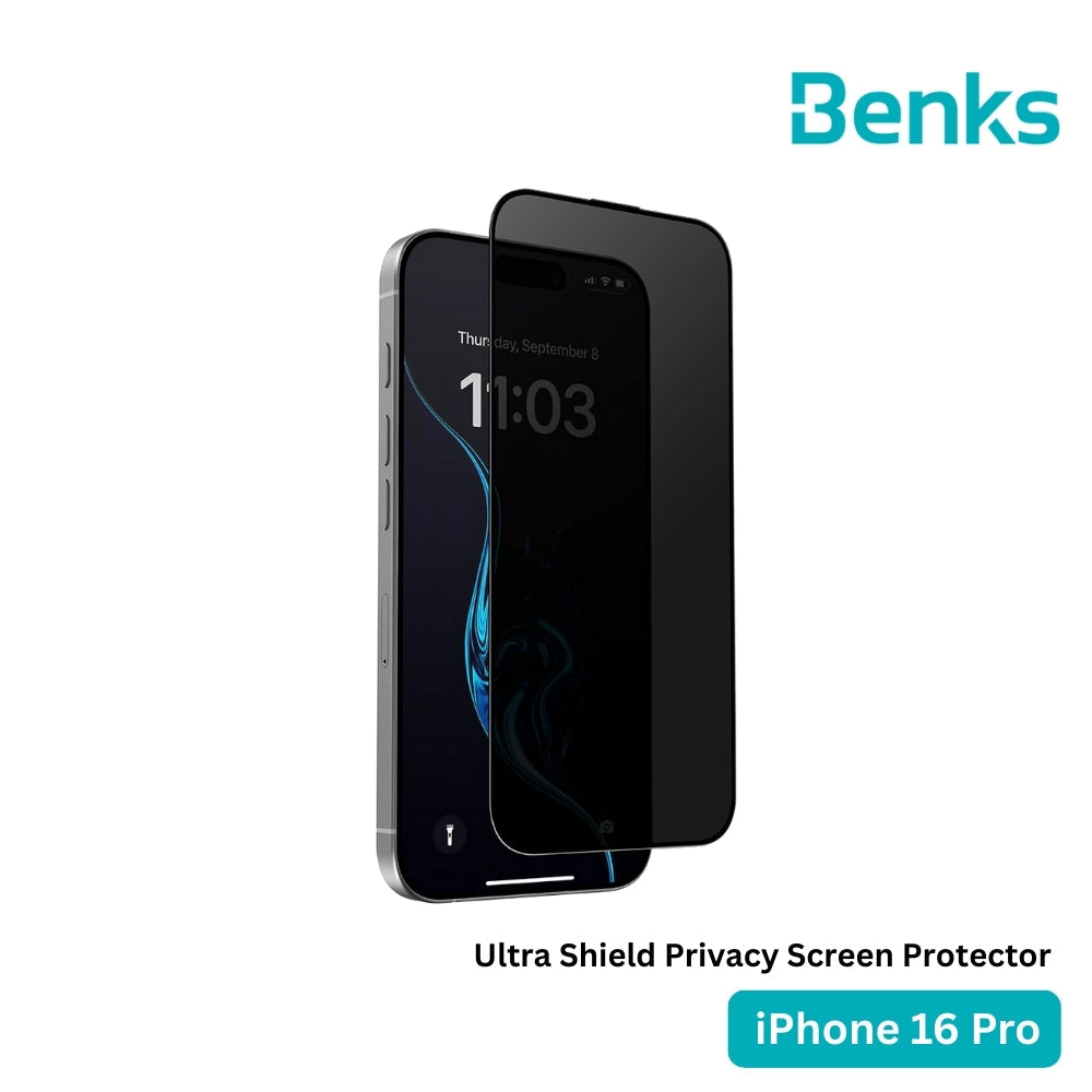 BENKS - Ultra Shield Privacy Screen Protector - IPhone 16 Pro (Black)