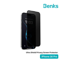 BENKS - Ultra Shield Privacy Screen Protector - IPhone 16 Pro (Black)