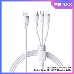 REMAX - RC-C151 Bintrai Series 3 In 1 Fast Charging Data Cable ( 15W ) - White