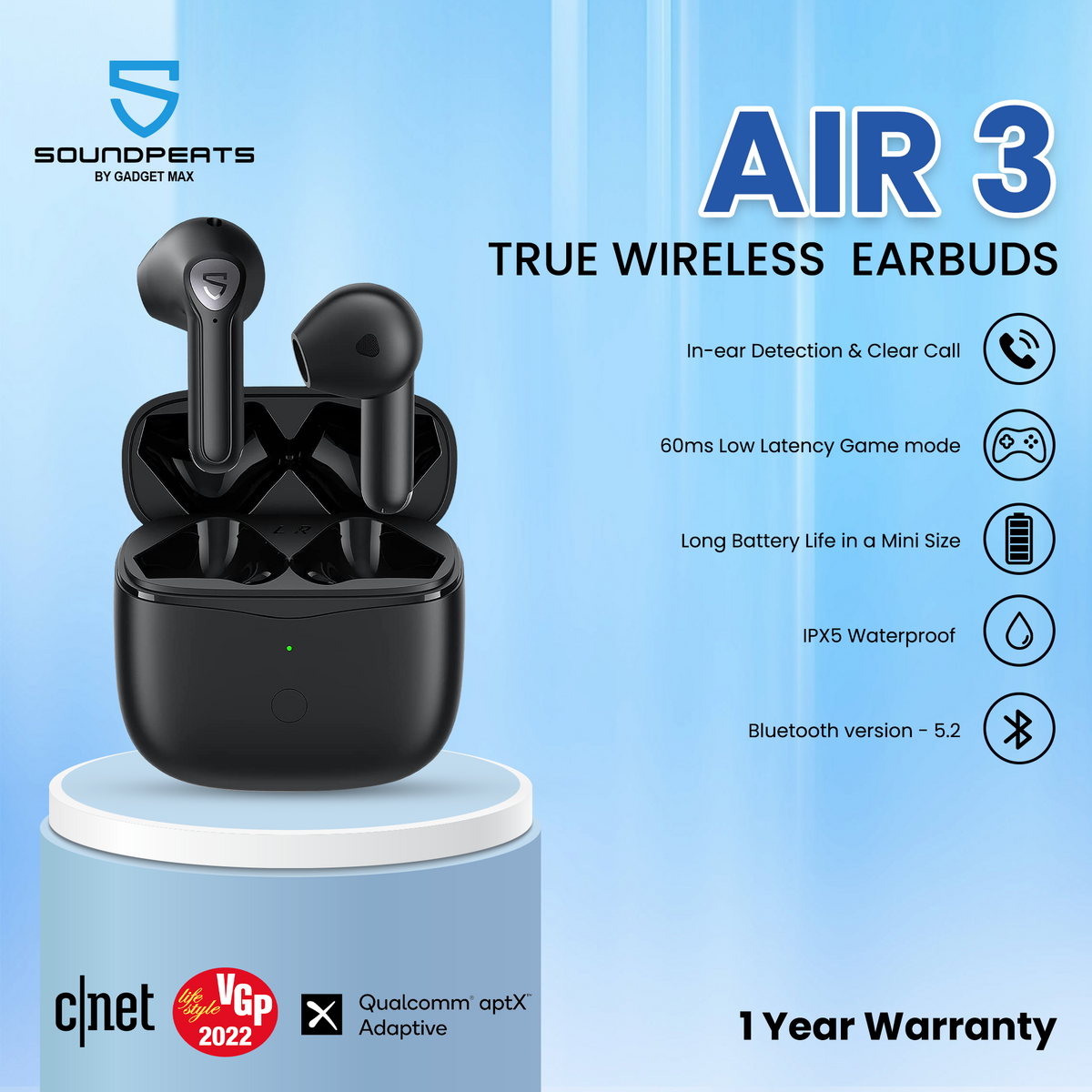 SoundPeats Air 3 Bluetooth V5.2 True Wireless Earbuds