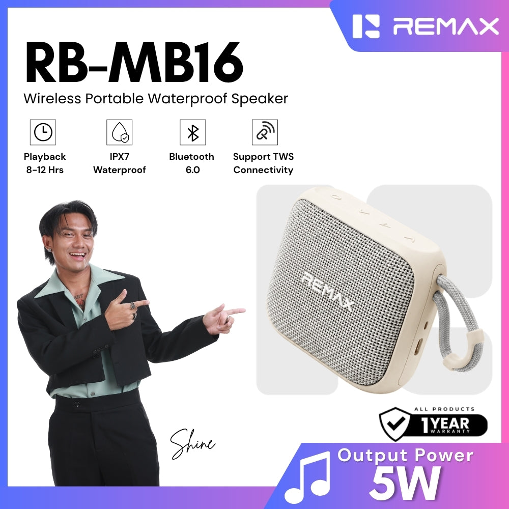 REMAX - RB-MB16 Waterproof Wireless Portable Speaker ( 5W ) - Beige