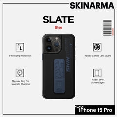 Skinarma iPhone 15 Pro 6.1" Slate (Grip-Stand) Case - Blue