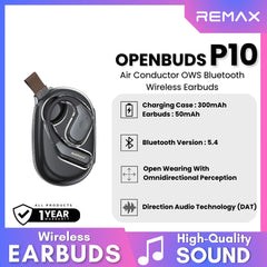 REMAX - OPENBUDS P10 Air Conductor OWS Bluetooth Wireless Earbuds - Blue