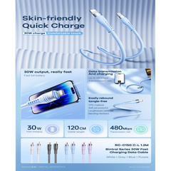 30W ( C to Lightning )-REMAX RC-C150 C-L Bintrai Series 30W Type-C to Lightning Fast Charging Data Cable - Blue