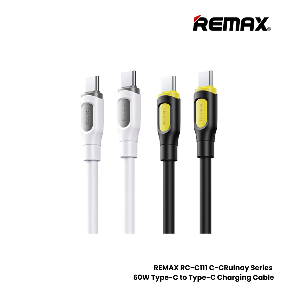 60W ( C to C )-REMAX RC-C111 C-C Ruinay Series 60W Type-C to Type-C Fast Charging Cable - Black