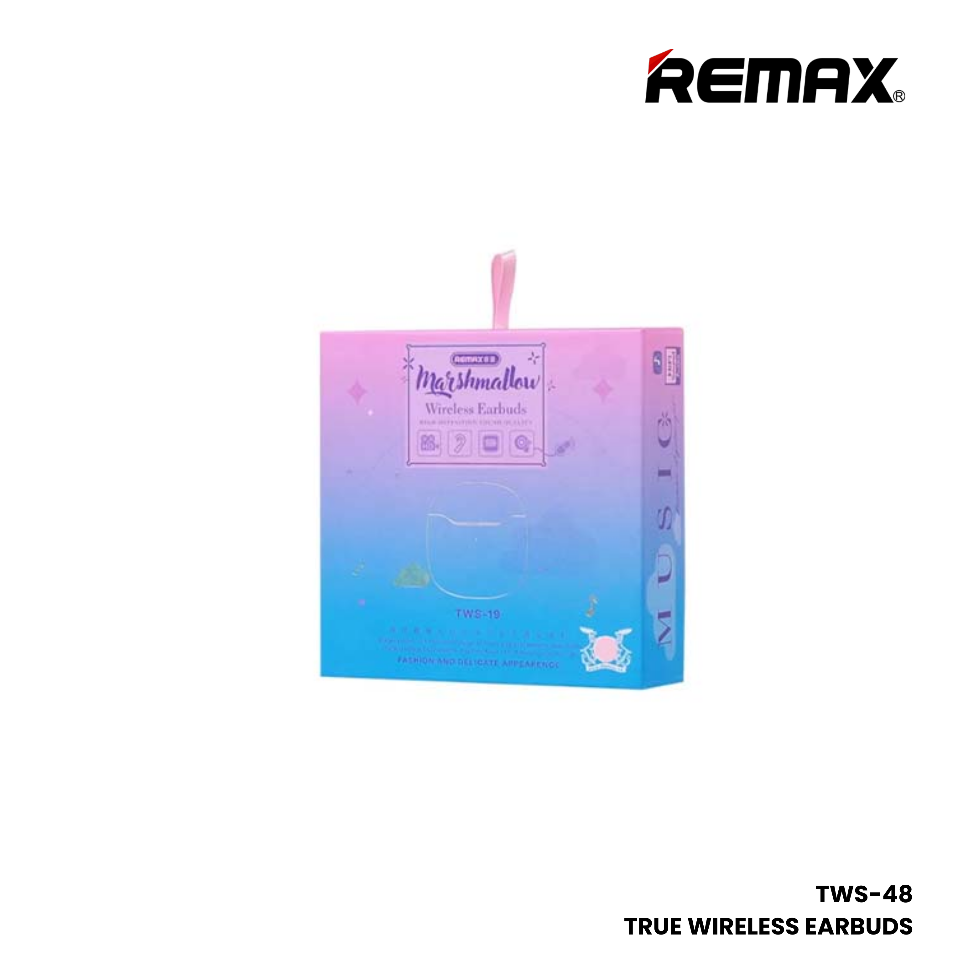 REMAX TWS-19 Marshmallow Series Wireless Bluetooth Earbuds - White