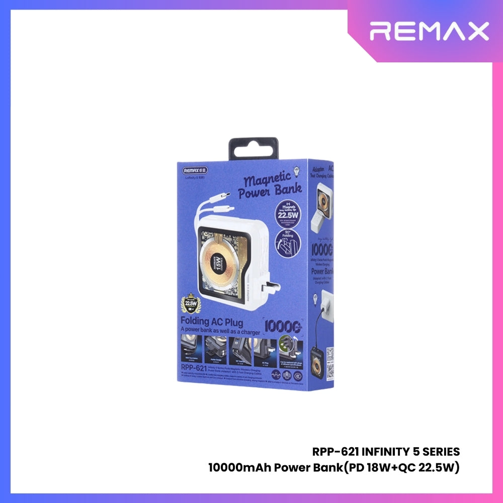 REMAX RPP-621 Infinity Series 10000mAh PD+QC Magnetic Wireless Power Bank(PD 20W+QC 22.5W) - Purple