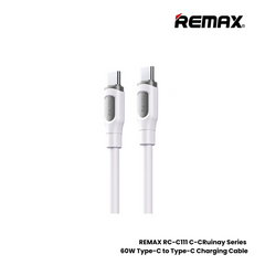 60W ( C to C )-REMAX RC-C111 C-C Ruinay Series 60W Type-C to Type-C Fast Charging Cable - White