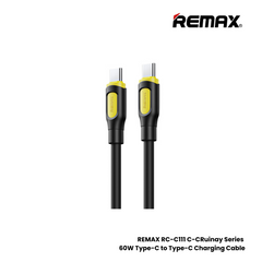 60W ( C to C )-REMAX RC-C111 C-C Ruinay Series 60W Type-C to Type-C Fast Charging Cable - Black