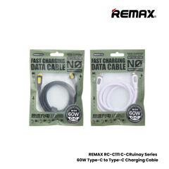 60W ( C to C )-REMAX RC-C111 C-C Ruinay Series 60W Type-C to Type-C Fast Charging Cable - White