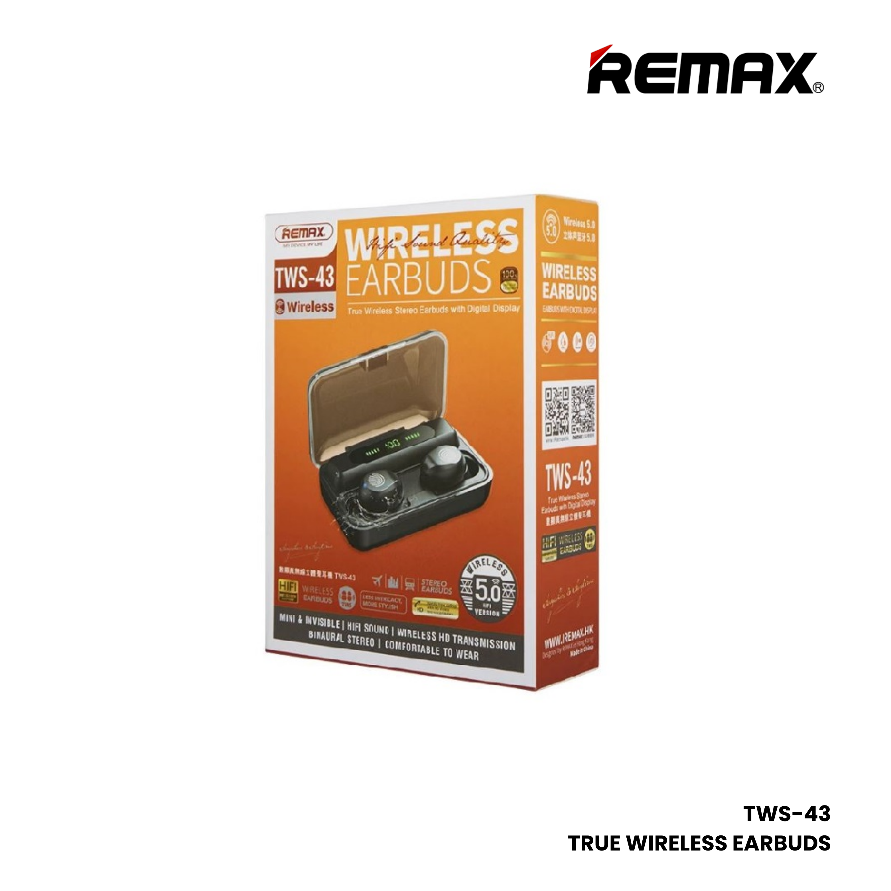 REMAX TWS-43 Wireless Bluetooth Earbuds - Black