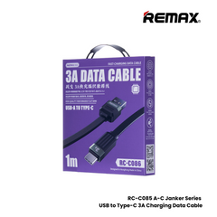 3A ( Type-C )-REMAX RC-C086 A-C Janker Series 3A USB to Type-C Fast Charging Data Cable - Black