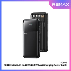REMAX - FCP-1 10000mAh Built-In Cabled Fast Charging Power Bank ( PD20W + QC22.5W ) - Black