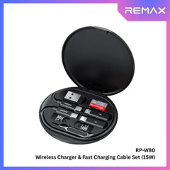REMAX - RP-W80 Wanbo II Series Wireless Charger & Fast Charging Cable Set (15W) - Black