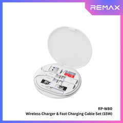 REMAX - RP-W80 Wanbo II Series Wireless Charger & Fast Charging Cable Set (15W) - White