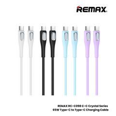 66W ( C to C )-REMAX RC-C098 C-C Crystal Series 66W Type-C to Type-C Fast Charging Data Cable - White