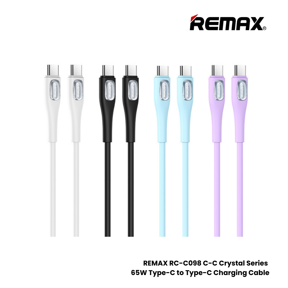 66W ( C to C )-REMAX RC-C098 C-C Crystal Series 66W Type-C to Type-C Fast Charging Data Cable - Purple