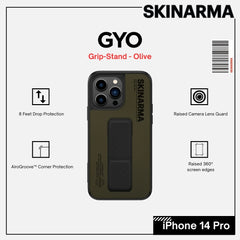Skinarma iPhone 14 Pro (6.1") Gyo Series Leatherette Bumper - OLIVE