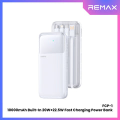 REMAX - FCP-1 10000mAh Built-In Cabled Fast Charging Power Bank ( PD20W + QC22.5W ) - White