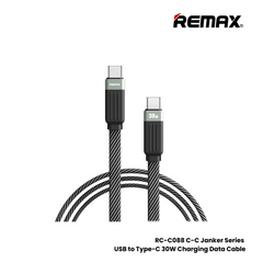 30W ( C to C )-REMAX RC-C088 C-C Janker Series 30W Type-C to Type-C Fast Charging Data Cable - Black