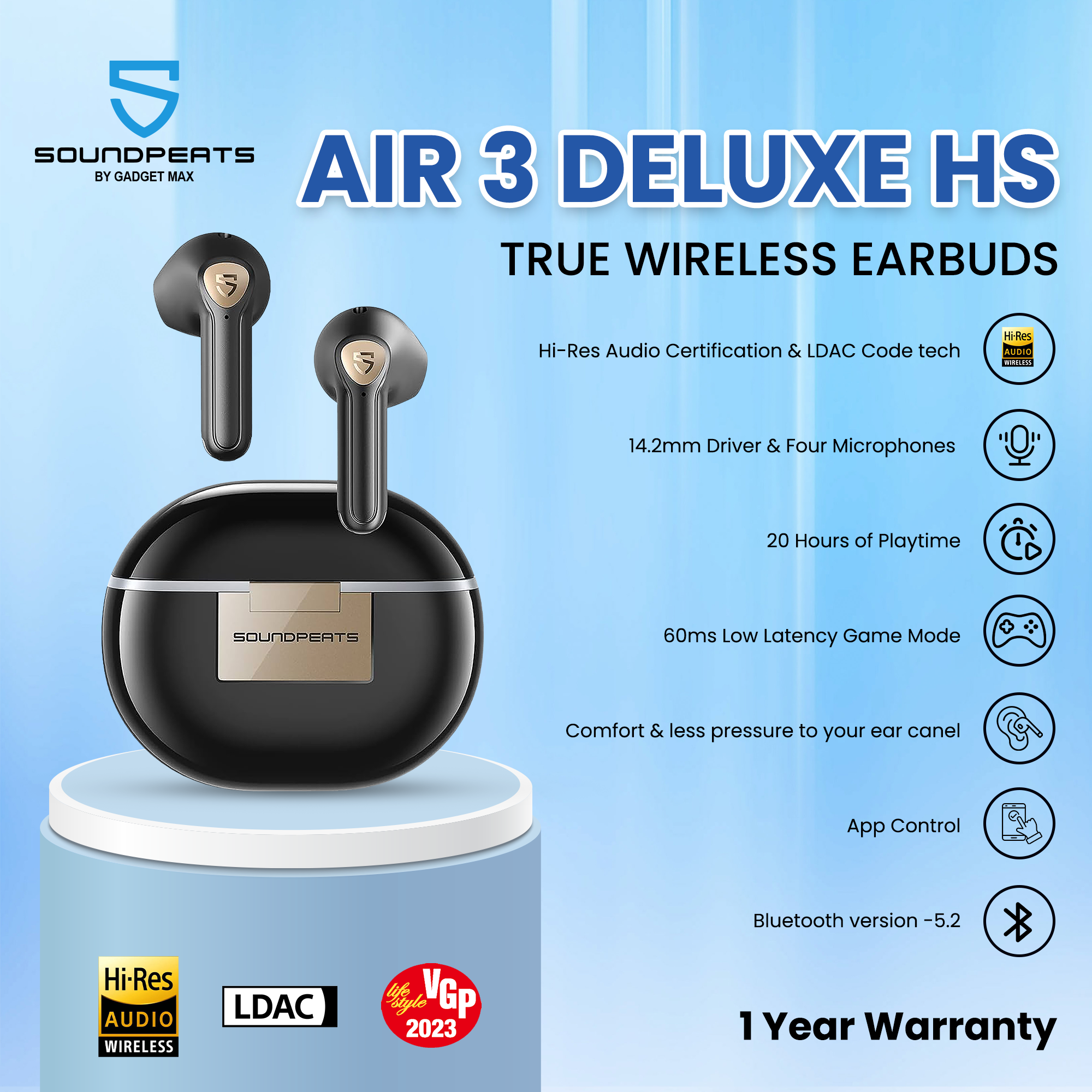 Earphones Soundpeats Air 3 Deluxe Hs Tws (black) Air3 Deluxe Hs