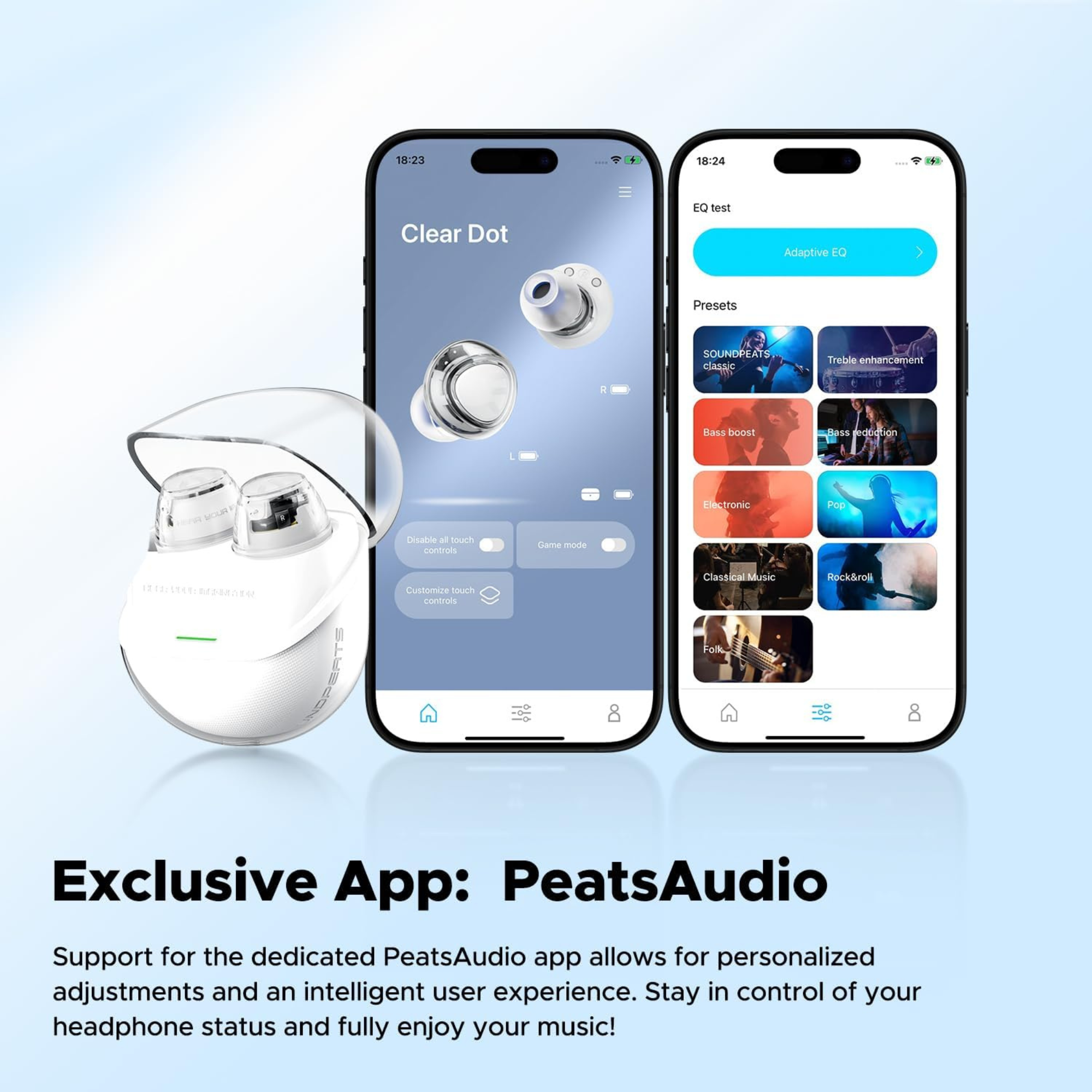 SOUNDPEATS - Clear Dot Bluetooth Wireless Earbuds - Black