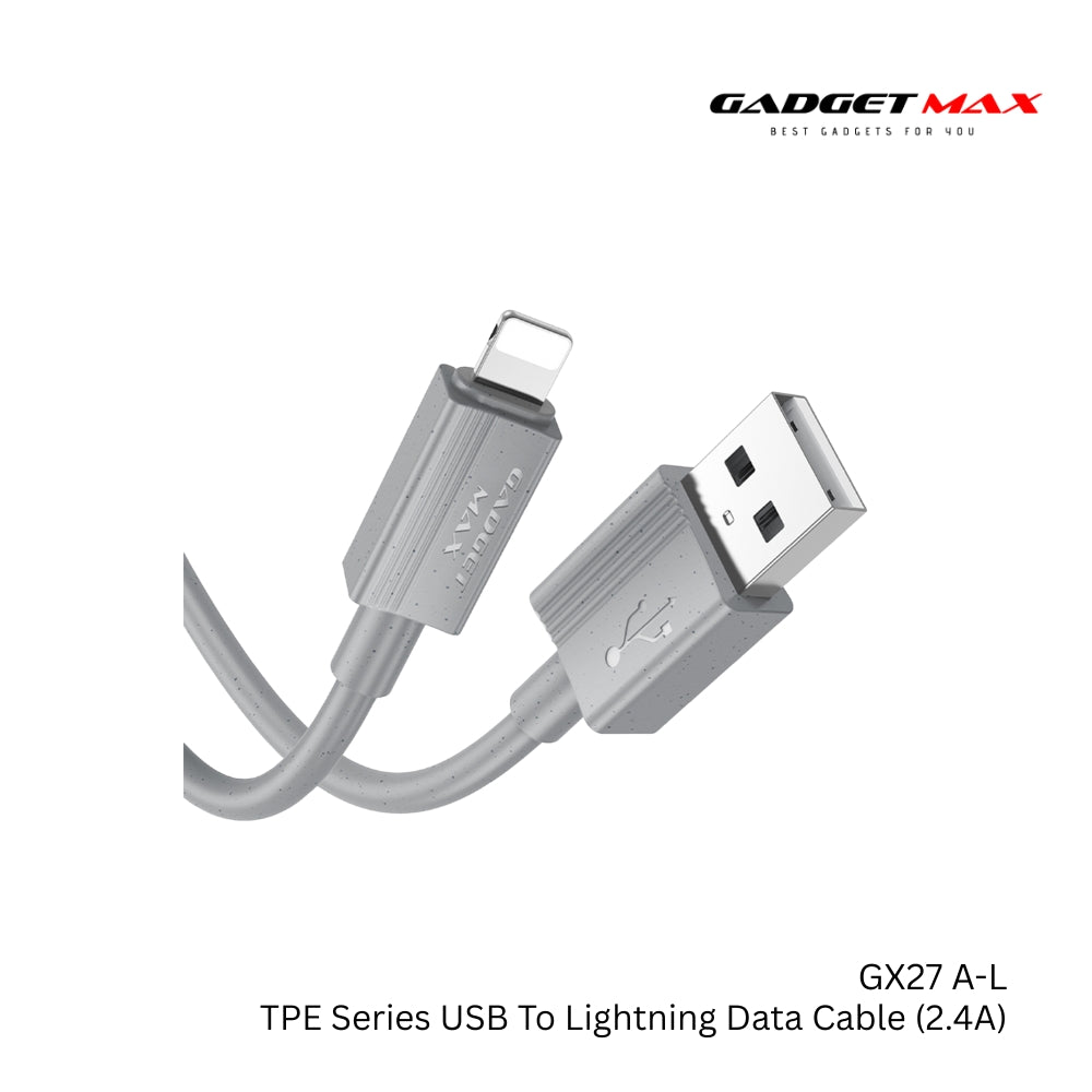 GADGET MAX - GX27 TPE Series USB To Lightning Data Cable ( 2.4A ) - Grey