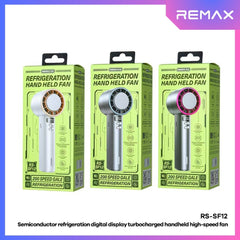 REMAX - RS-SF12 Semiconductor Digital Display Turbocharged Portable Handheld High-Speed Fan - White