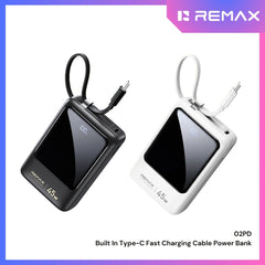 REMAX - 02PD 20000mAh 45W Fast Charging Cable Power Bank - White