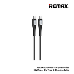 66W ( C to C )-REMAX RC-C098 C-C Crystal Series 66W Type-C to Type-C Fast Charging Data Cable - Black