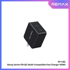 REMAX - RP-U62 Borey Series PD+QC Multi-Compatible Fast Charger (45W) - Black
