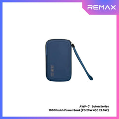REMAX AWP-01 Suten Series 10000mAh All-in-one PD+QC Magnetic Wireless Power Bank(PD 20W+QC 22.5W)- Blue