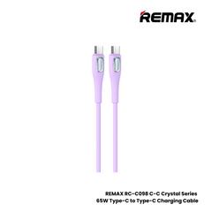 66W ( C to C )-REMAX RC-C098 C-C Crystal Series 66W Type-C to Type-C Fast Charging Data Cable - Purple