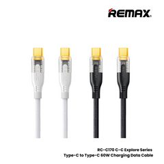 60W ( C to C )-REMAX RC-C170 C-C Explore Series 60W Type-C to Type-C Fast Charging Data Cable - White