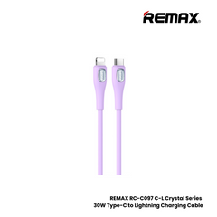 30W ( C to Lightning )-REMAX RC-C097 C-L Crystal Series 30W Type-C to Lightning Fast Charging Data Cable - Purple