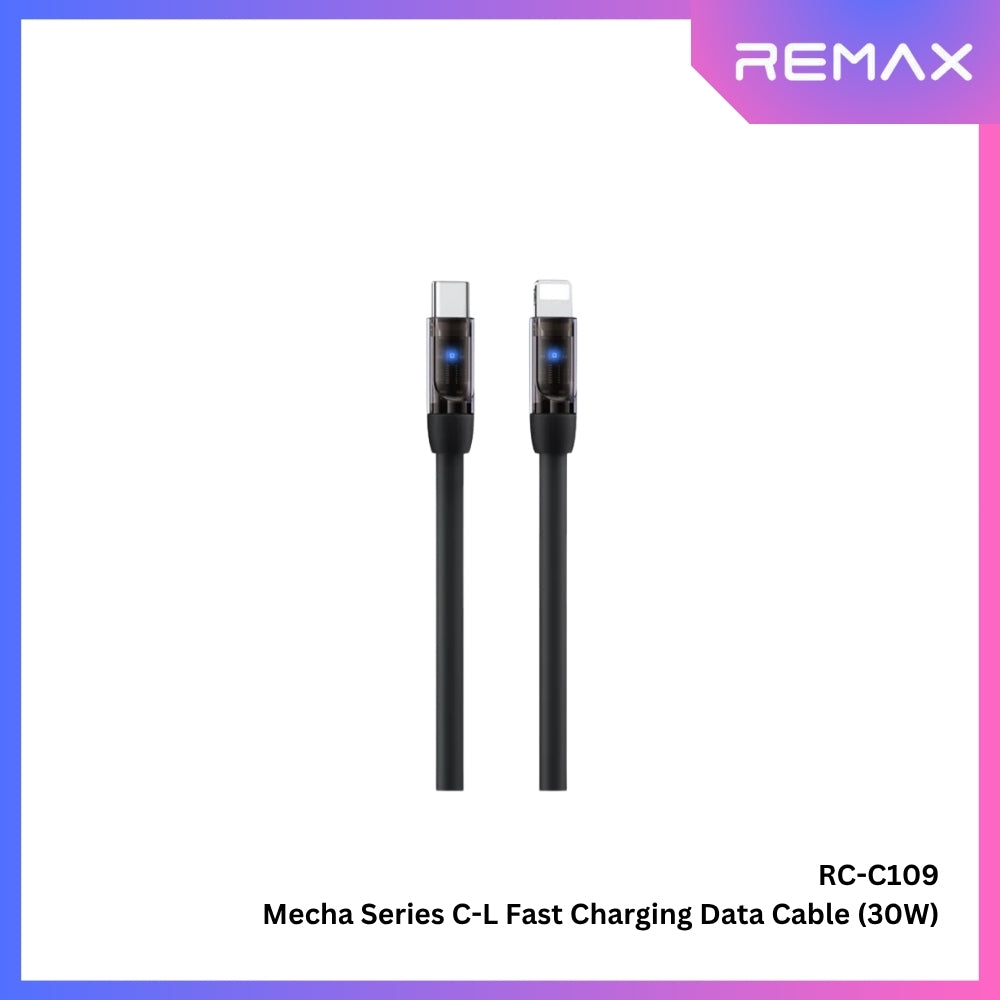 REMAX - RC-C109 C-L Mecha Series Type-C to Lightning Fast Charging Data Cable (30W) - Black
