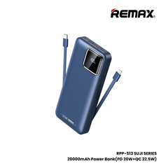 REMAX RPP-513 Suji Series 20000mAh PD+QC Fast Charging Power Bank(PD 20W+QC 22.5W) - Blue