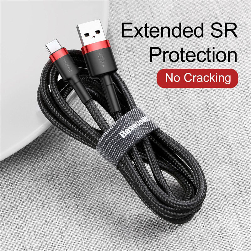 BASEUS CAFULE CABLE USB FOR TYPE.C 3A 1M - Grey + Black