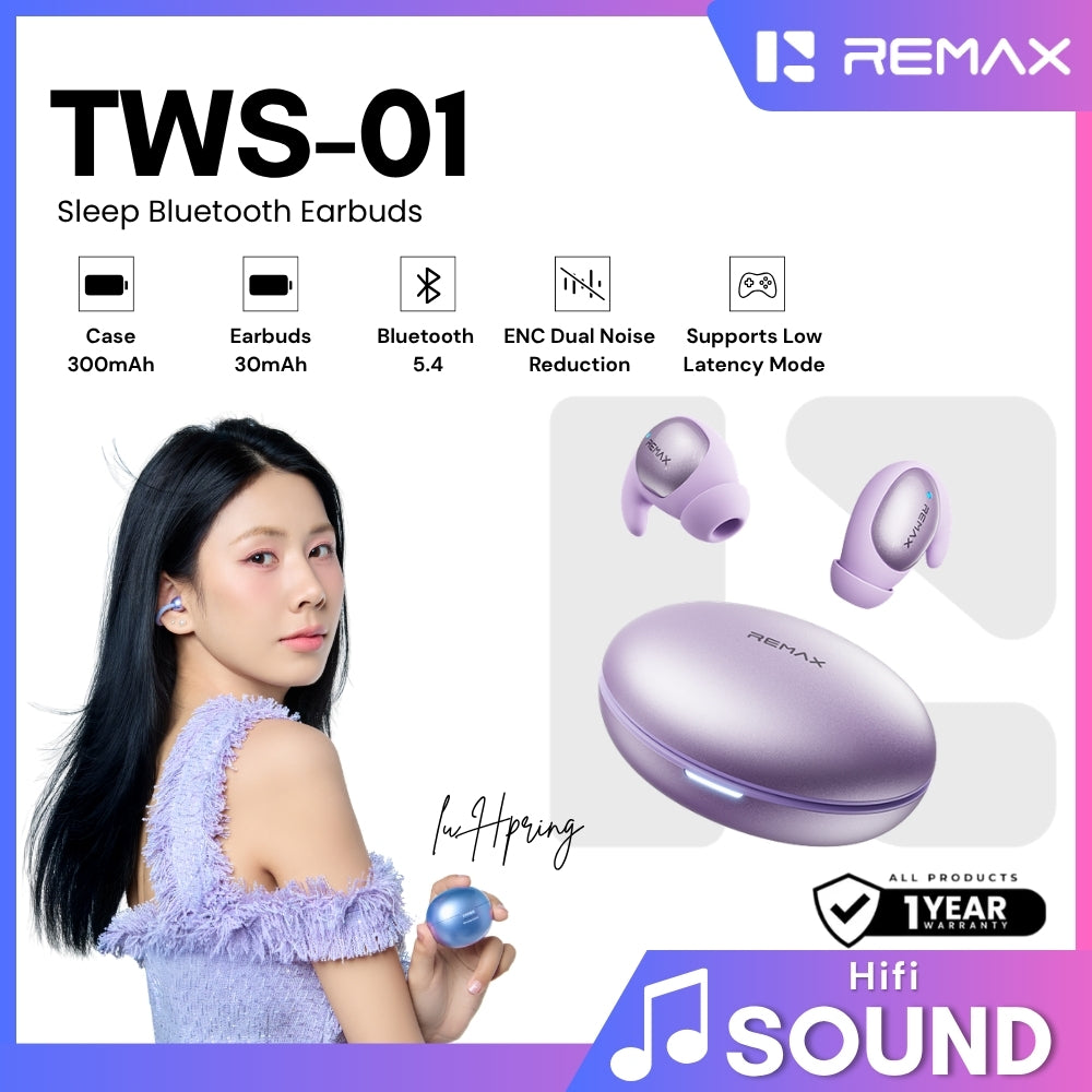 REMAX - TWS-01 Sleep True Wireless Stereo Music Talking WIreless Earbuds - Grey