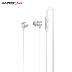 GADGET MAX X-PRO STEREO BASS  3.5MM EARPHONE WIRED CONTROL EARPHONE (3.5MM) Wired Earphone- WHITE