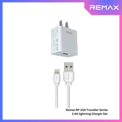 REMAX RP-U14 Traveller Series 2.4A Lightning Charger Set (1 USB) - White