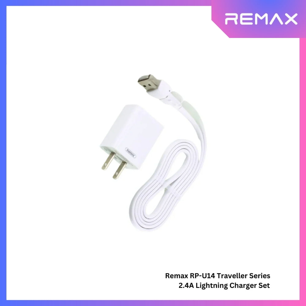 REMAX RP-U14 Traveller Series 2.4A Lightning Charger Set (1 USB) - White